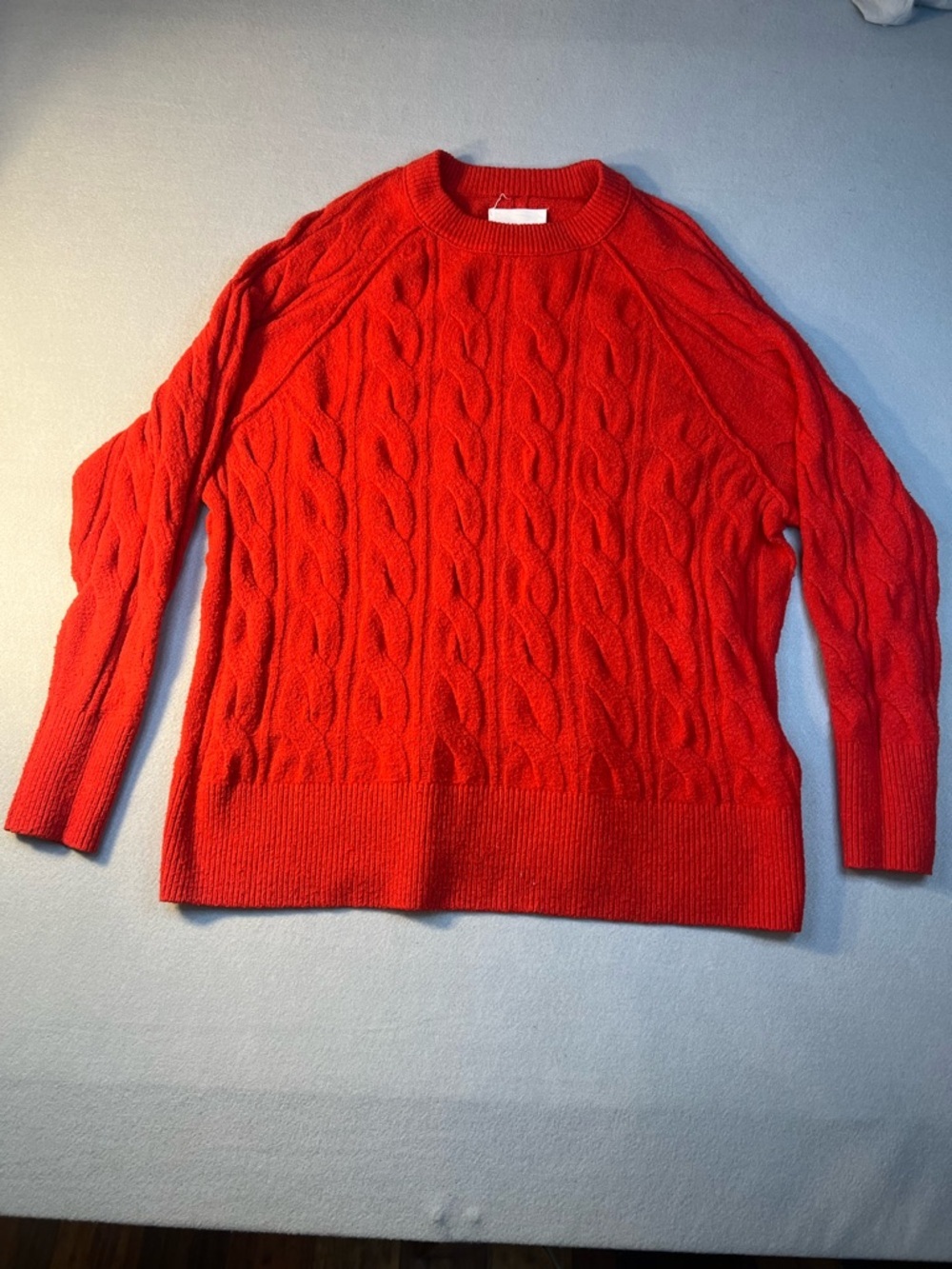 Aerie Cable Knit Sweater Unreal Red Size Medium Chunky Knit Pullover